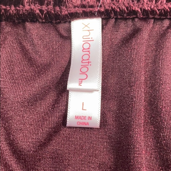 XHILARATION maroon velvet off the shoulders top - Picture 2 of 2